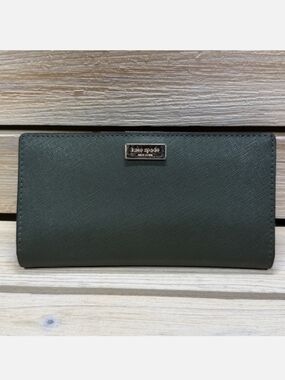 Kate Spade Moss Green Saffiano Leather Spencer Bifold Wallet